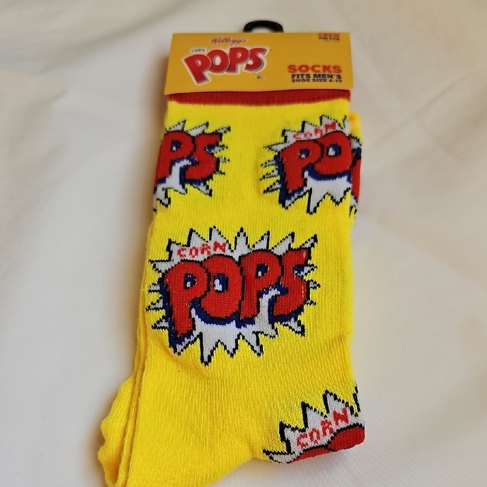 KELLOGS CORN POPS Mens Graphic Crew Socks 6-12 NWT